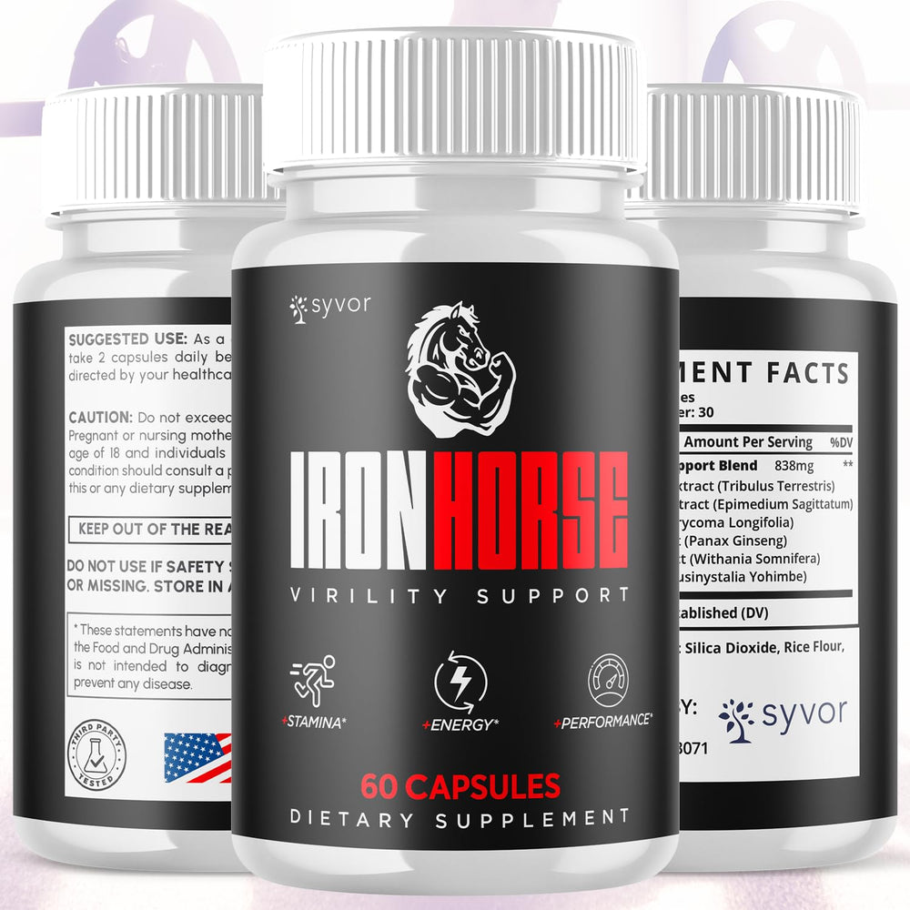 Syvor Iron Horse capsules in bottle for convenient daily use.
