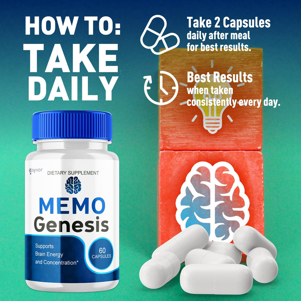 Syvor MemoGenesis capsules in hand illustrating portable daily brain health support.