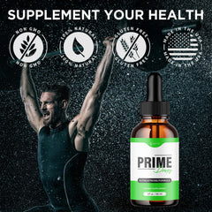 Syvor Prime Drops label close-up highlights premium all-natural ingredients