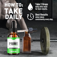 Syvor Prime Drops serving spoon beside bottle supports simple daily use