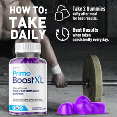 Syvor Primo Boost XL gummies on a bright surface for active lifestyle support.