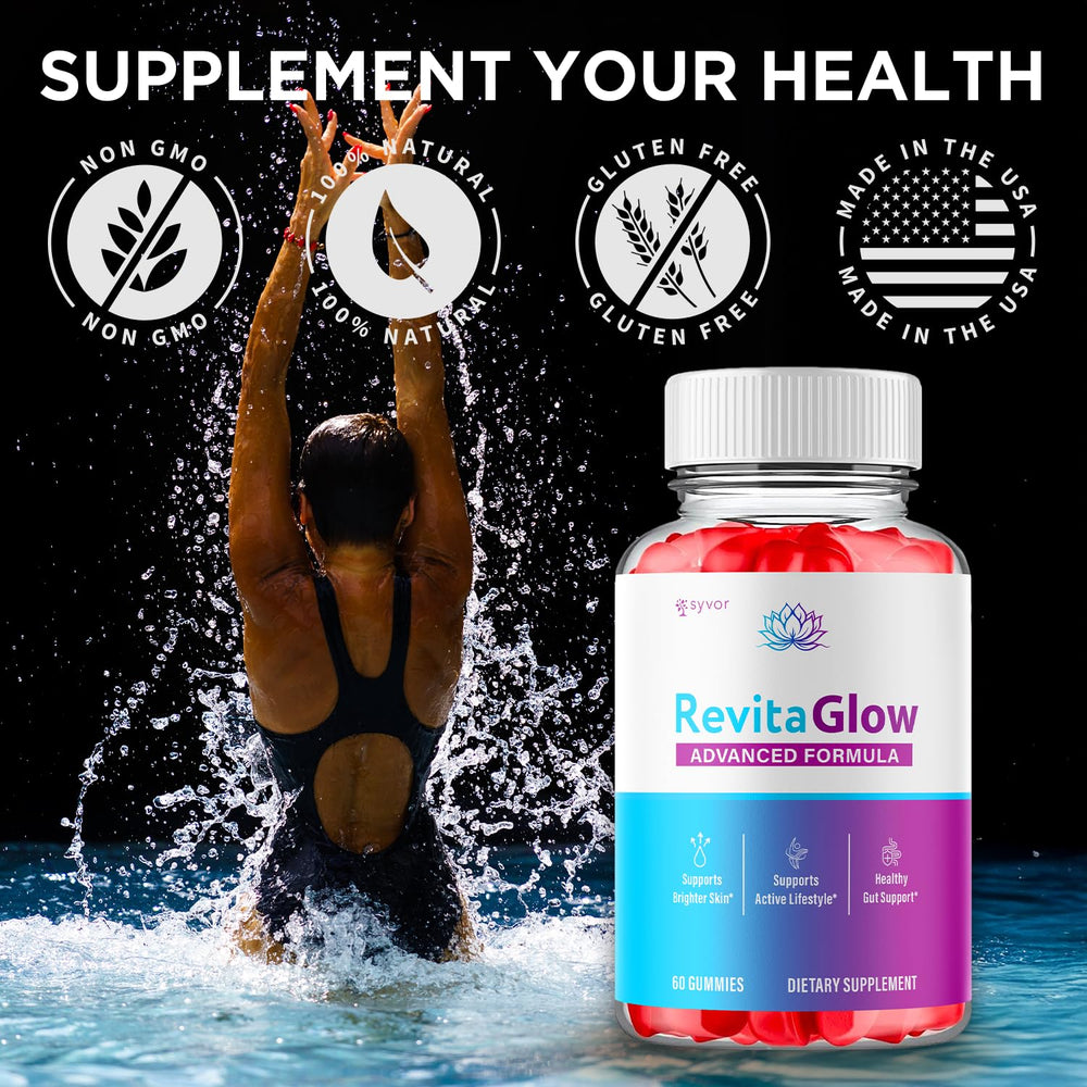 RevitaGlow bottle pouring gummies into hand