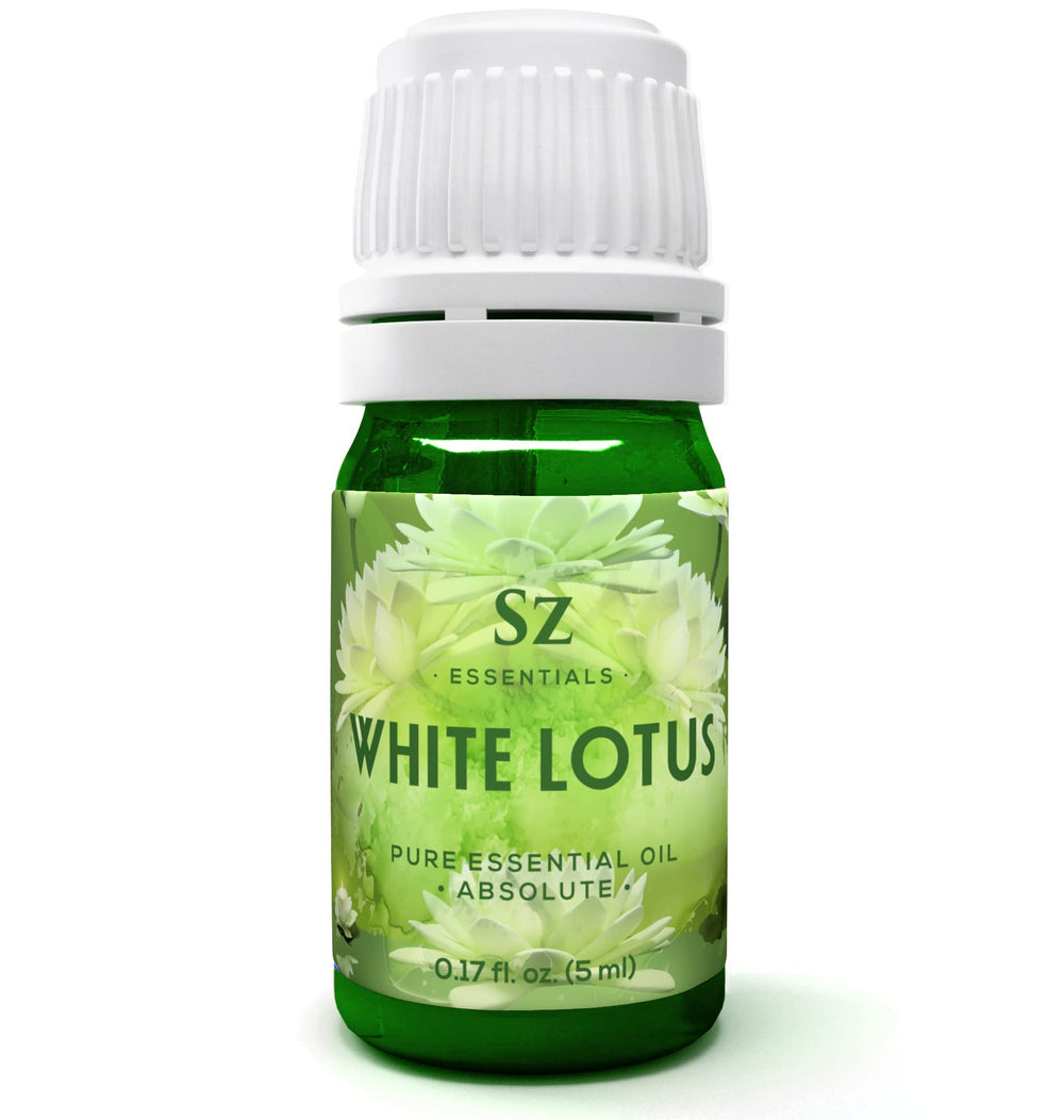 Sz Essentials Lotus Wh bottle shows pure essential oil ideal for diffuser use