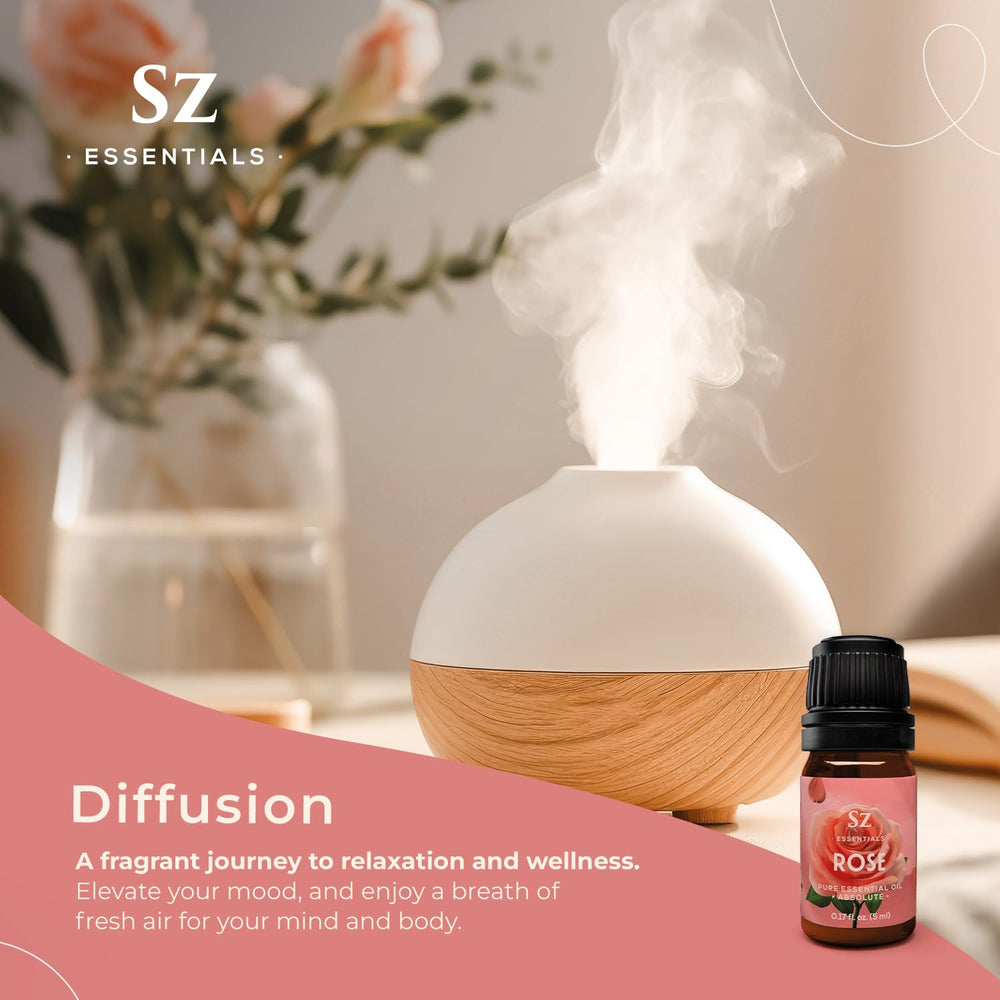 Sz Essentials Rose Absolute Oil in a bath scene for a romantic, relaxing ritual.