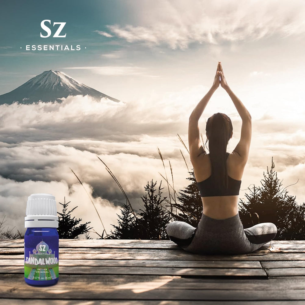 Sz Essentials sandalwood oil for massage blends with carrier oils.