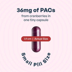 Szio+ Utiva Cranberry PACs capsules shown ready for daily use.