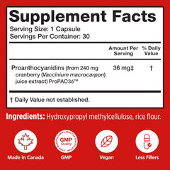 Szio+ Utiva Cranberry PACs made in Canada.