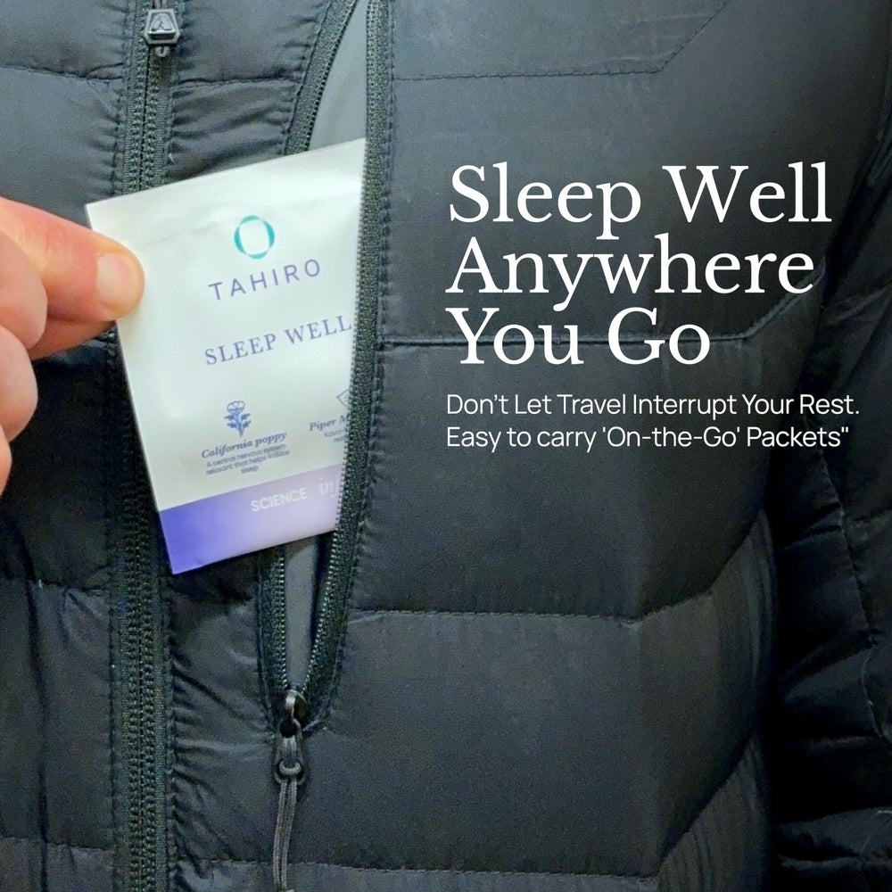 TAHIRO Sleep Well serving shows two capsules for nightly support.