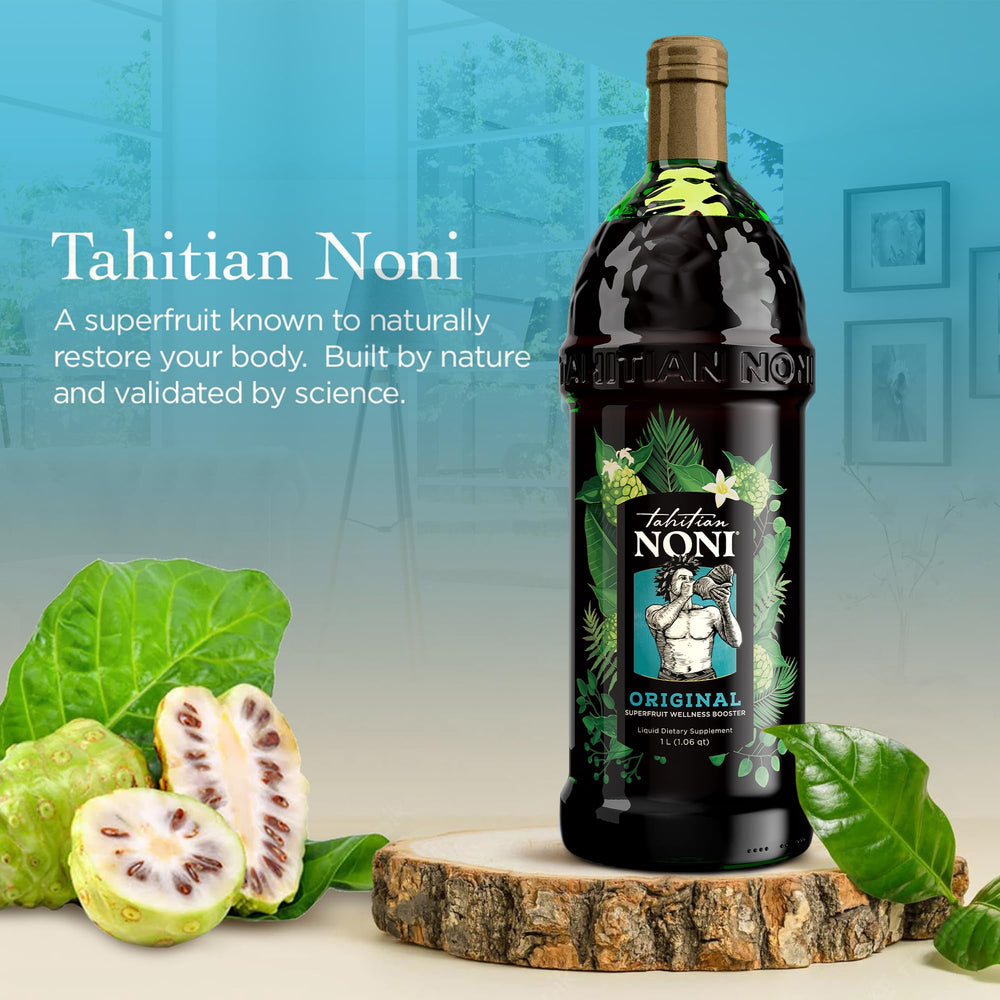 Noni juice with blueberry and grape extracts in a glass