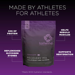 Tailwind Recovery Mix vanilla tub closeup highlighting vegan gluten-free formula