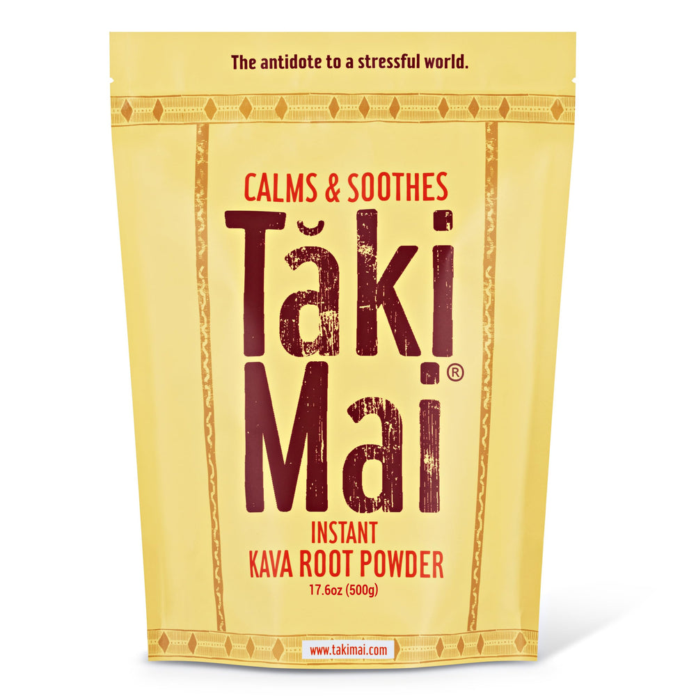 Taki Mai Instant Kava Powder in a jar ready to mix for calm evenings.