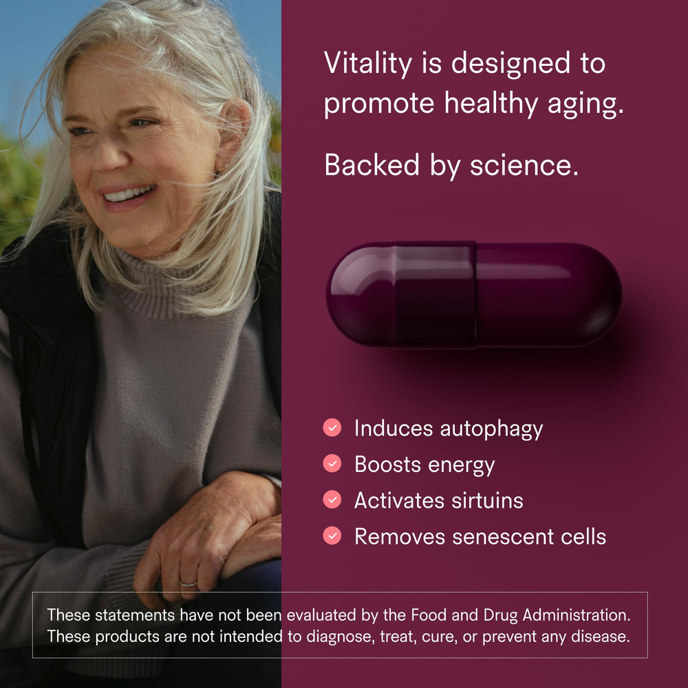 Tally Health Vitality bottle back view shows ingredients list for transparency and trust.