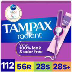 Tampax Radiant regular absorbency tampons for daily protection