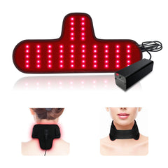 Tamthna neck-wrist red light therapy belt in front view for targeted warmth during desk work.