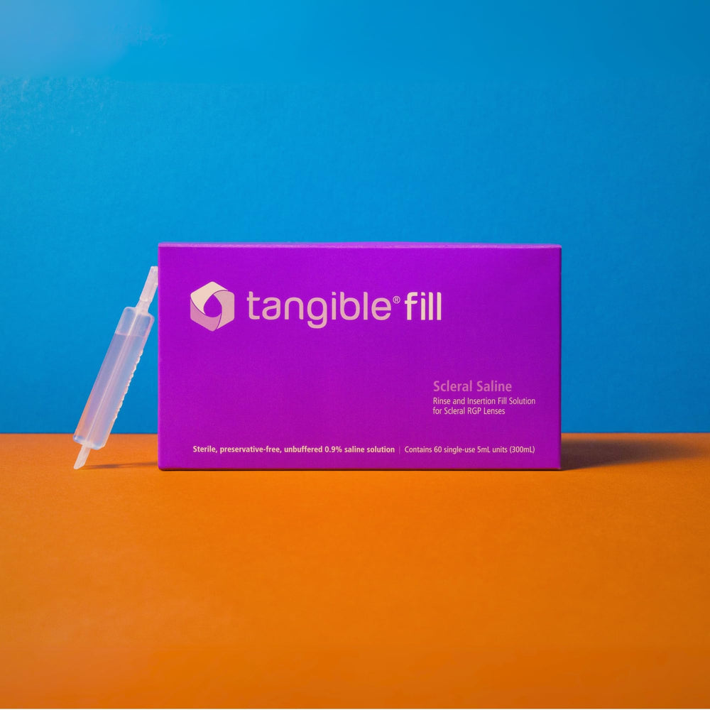 Tangible Fill rinse-and-fill steps shown for lens care.