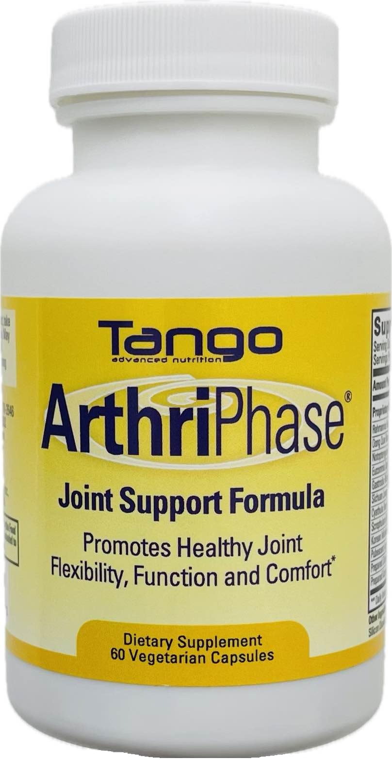Tango ArthriPhase bottle front view highlighting natural joint support