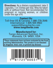 Tango OsteoPhase bottle label detail emphasizing calcium balance benefits.
