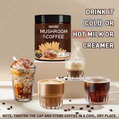 TAOTERS blend with MCT oil and coconut milk delivers creamy texture in mug.