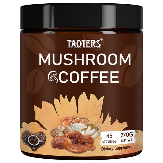 TAOTERS Mushroom Coffee packaging 270g, convenient daily energy boost.