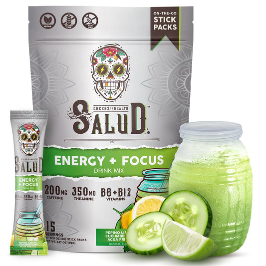 Taste Salud energy powder packet ready for on-the-go focus and clean energy