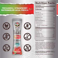 Taste Salud on-the-go stick pack closeup for quick hydration and mix.