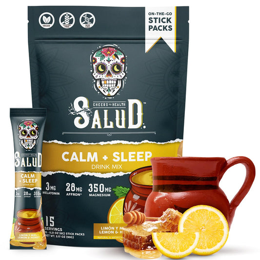 Taste Salud 2-in-1 sleep aid lemon honey stick pack dissolves in water for calm evenings.