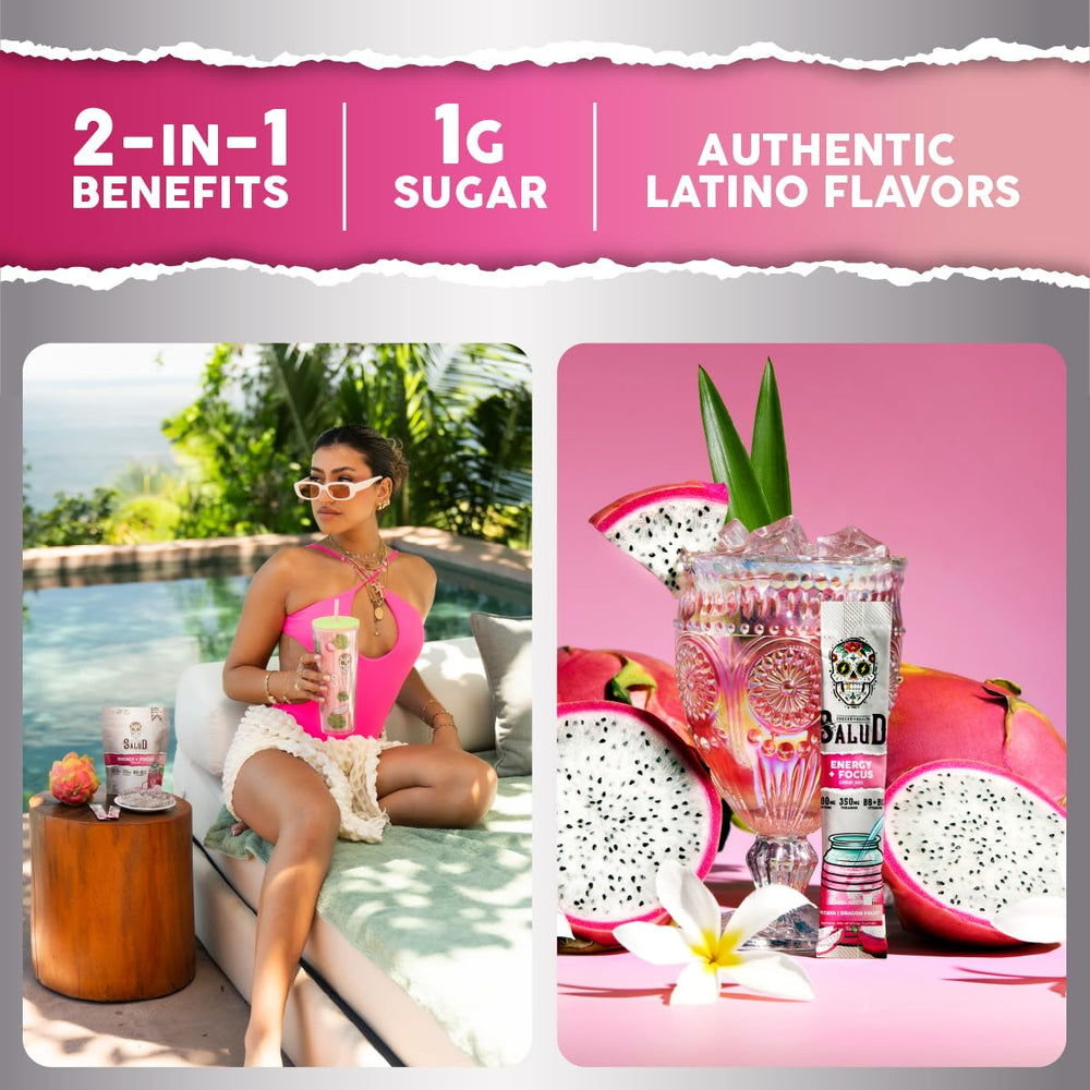 Taste Salud stick-pack dissolving in water for a refreshing, low-sugar sip