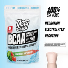 TASTY GAINS amino energy powder dissolving for workout energy and focus