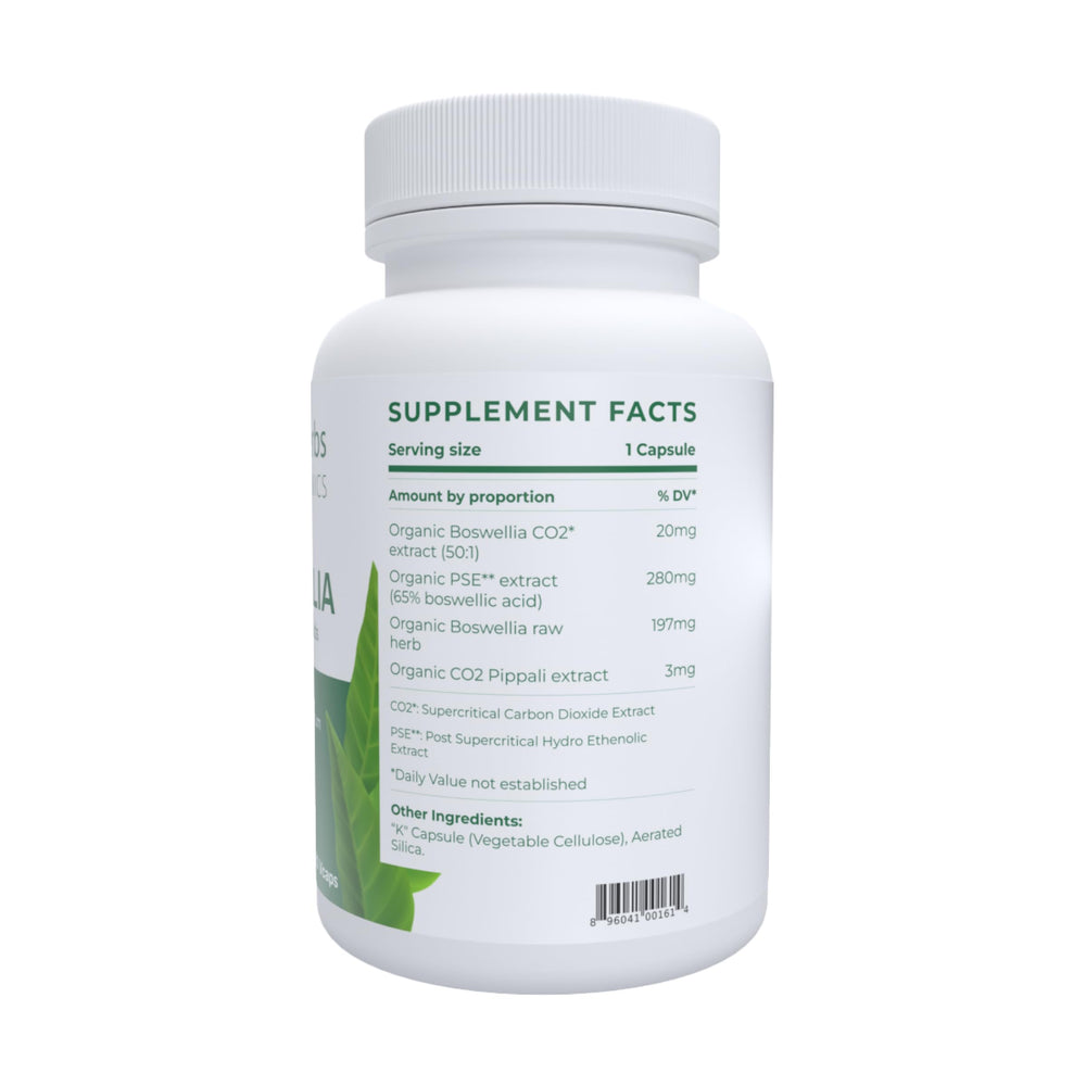 Tattva's Herbs Boswellia Serrata capsules closeup signals potency and quality.