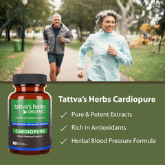 Close-up of Cardiopure ingredients: Ashwagandha, Rauwolfia, Arjuna with CO2 extracts