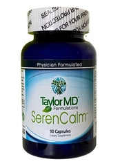 Taylor MD SerenCalm bottle on white background supports daily calm and focus.