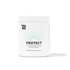 TB12 Protect bottle close-up highlighting daily immune support for active lifestyles