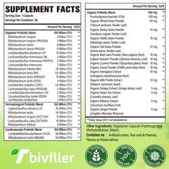 Tbivfller Probiotics 24 strains label shows diverse gut bacteria options