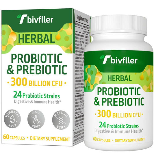 Tbivfller Probiotics 300B CFU bottle highlights daily gut support