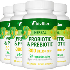 Tbivfller Probiotics bottle showing 300B CFU for daily digestive support