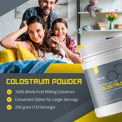 TBR Labs Colostrum powder with scoop for easy daily dosage.