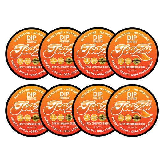 TeaZa spicy cinnamon energy pouch packaging for on-the-go use