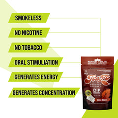 TeaZa Energy Dark Roast pouch in hand for discreet, flavorful uplift