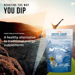 TeaZa Energy pouch-close-up texture for smooth mouthfeel.