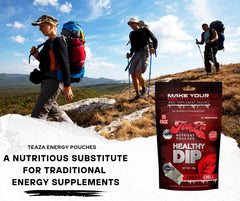 TeaZa Energy Pouches Cherry Chill pack open revealing vibrant aroma.