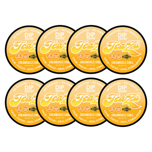 TeaZa Energy Pouches Creamsicle Chill pack offers a tobacco-free dip option.
