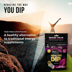 TeaZa energy pouches in a glass with water for easy infusion.