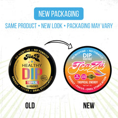 TeaZa Energy Pouches Tropical pack open shows easy accessibility for quick use.