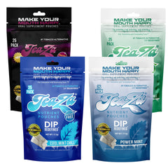 TeaZa Herbal Energy Pouch Power Mint offers a crisp flavor for a smooth energy lift with no crash