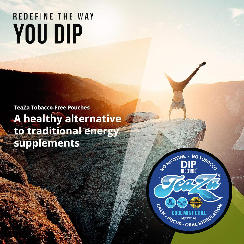 Peppermint leaf aroma highlights natural freshness of TeaZa pouches.