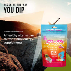 TeaZa tropical energy pouch closeup with snus-like texture