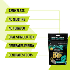 TeaZa Wintergreen Energy pouch closeup shows crisp flavor and herbal ingredients.