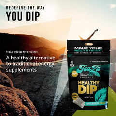 TeaZa Wintergreen Energy pouch opened to reveal crisp internal texture.