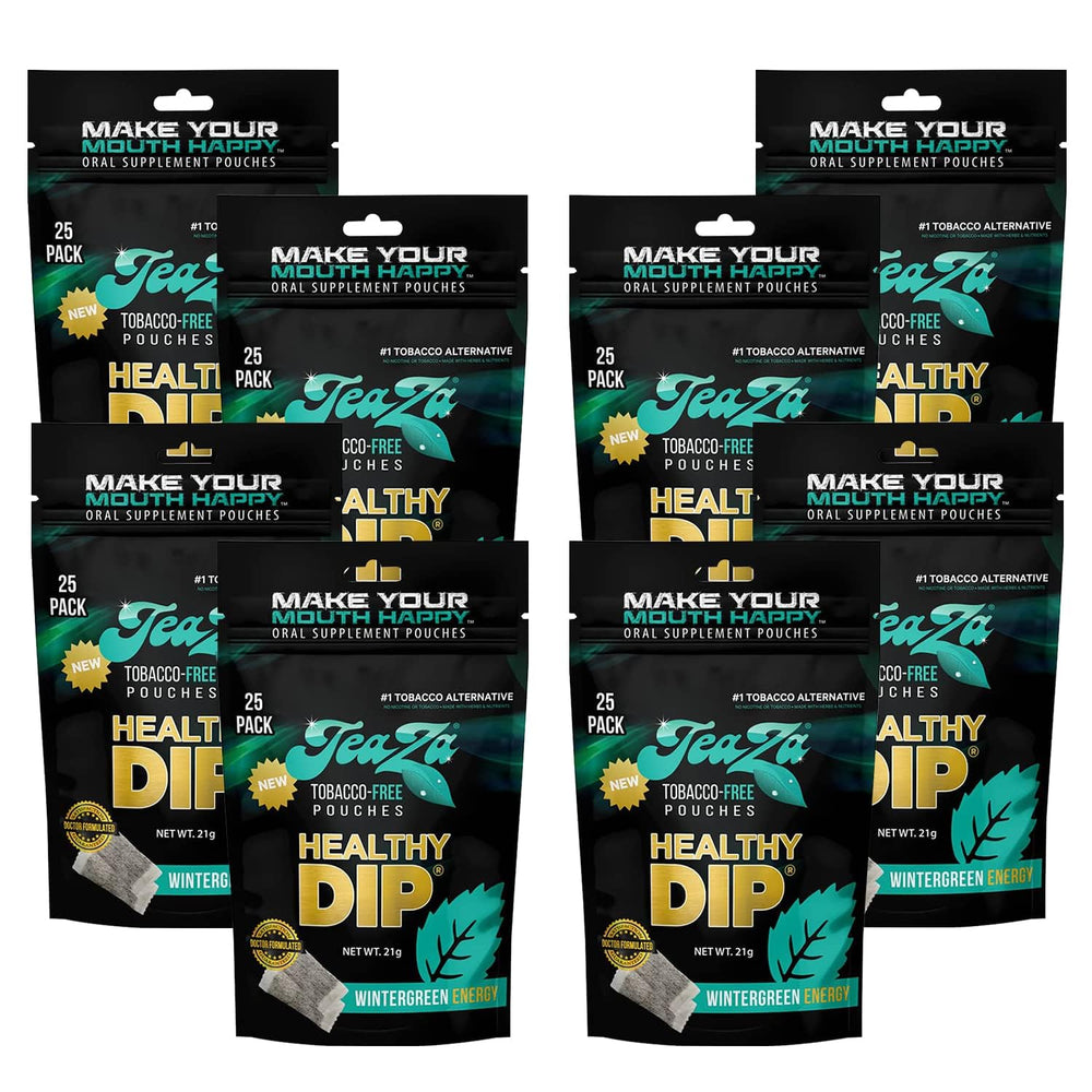 TeaZa Wintergreen Energy Pouch Pack for on-the-go energy and minty flavor.