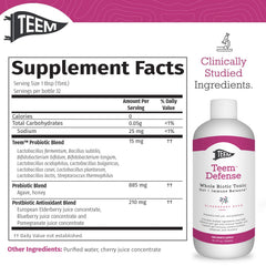 Teem Defense label close-up emphasizes organic ingredients and the elderberry concentrate.
